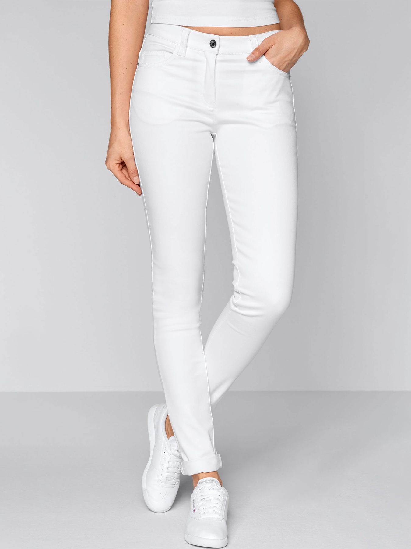 Damesjeans met normale taillehoogte MESSINA – ondoorzichtige coverflex-stretch