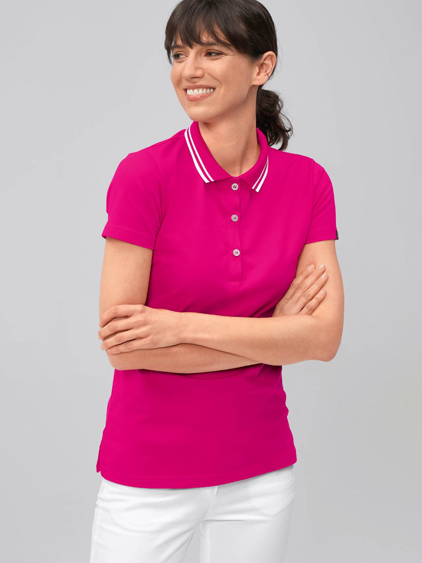 Dames poloshirt met gebreide kraag – single jersey