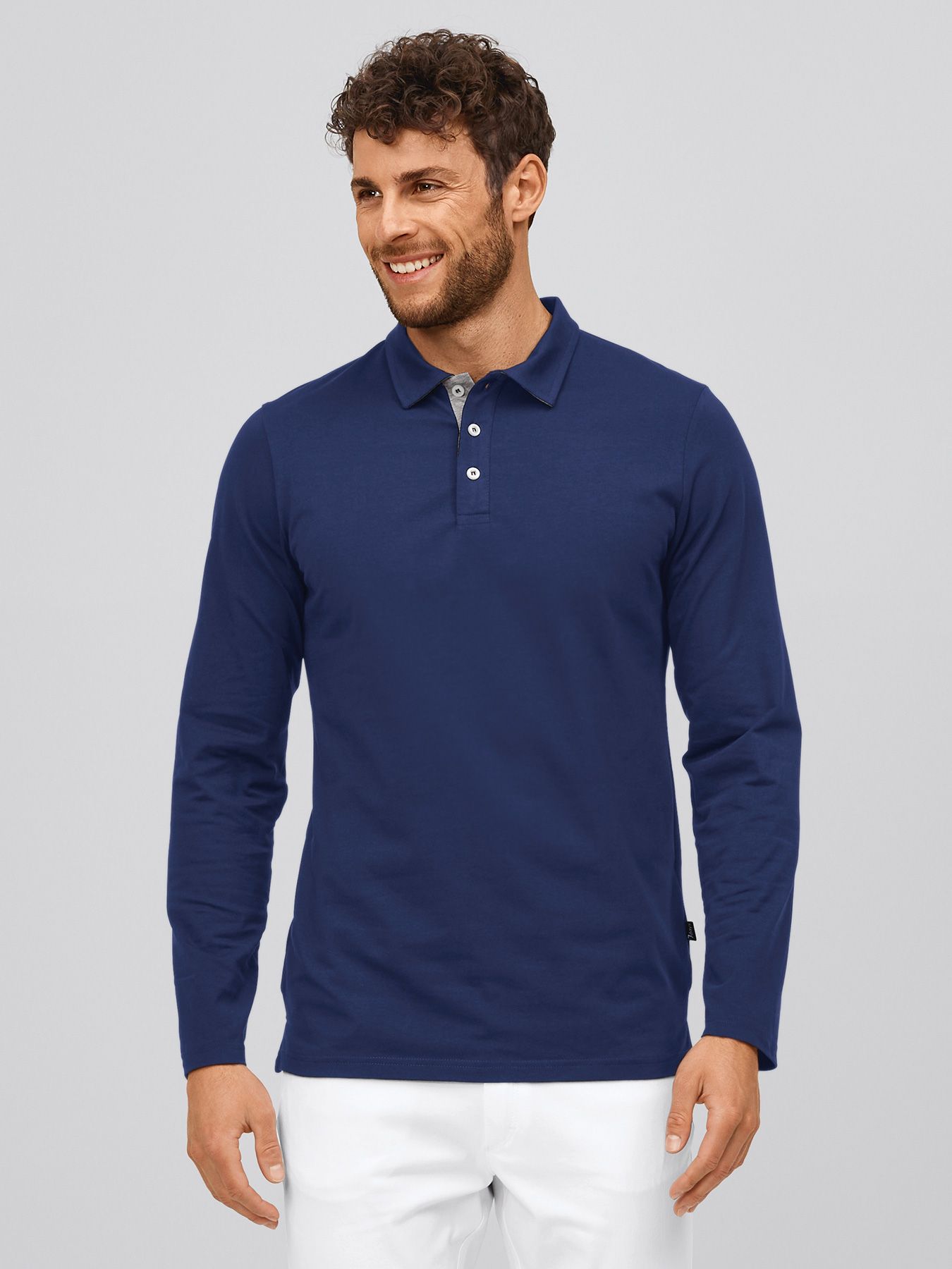 Heren poloshirt met lange mouwen ALGIER – single jersey