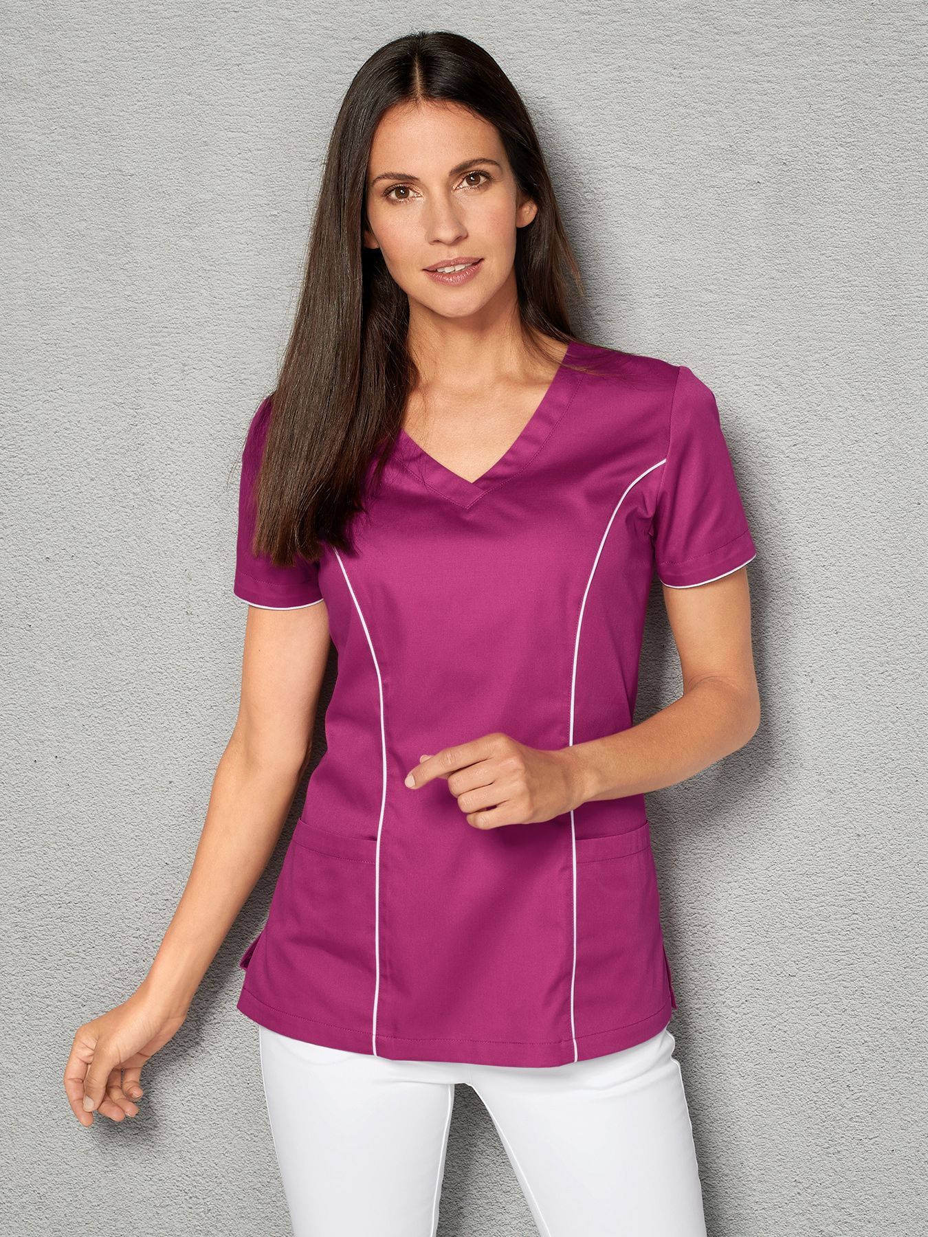 Slip-on damestuniek met V-hals