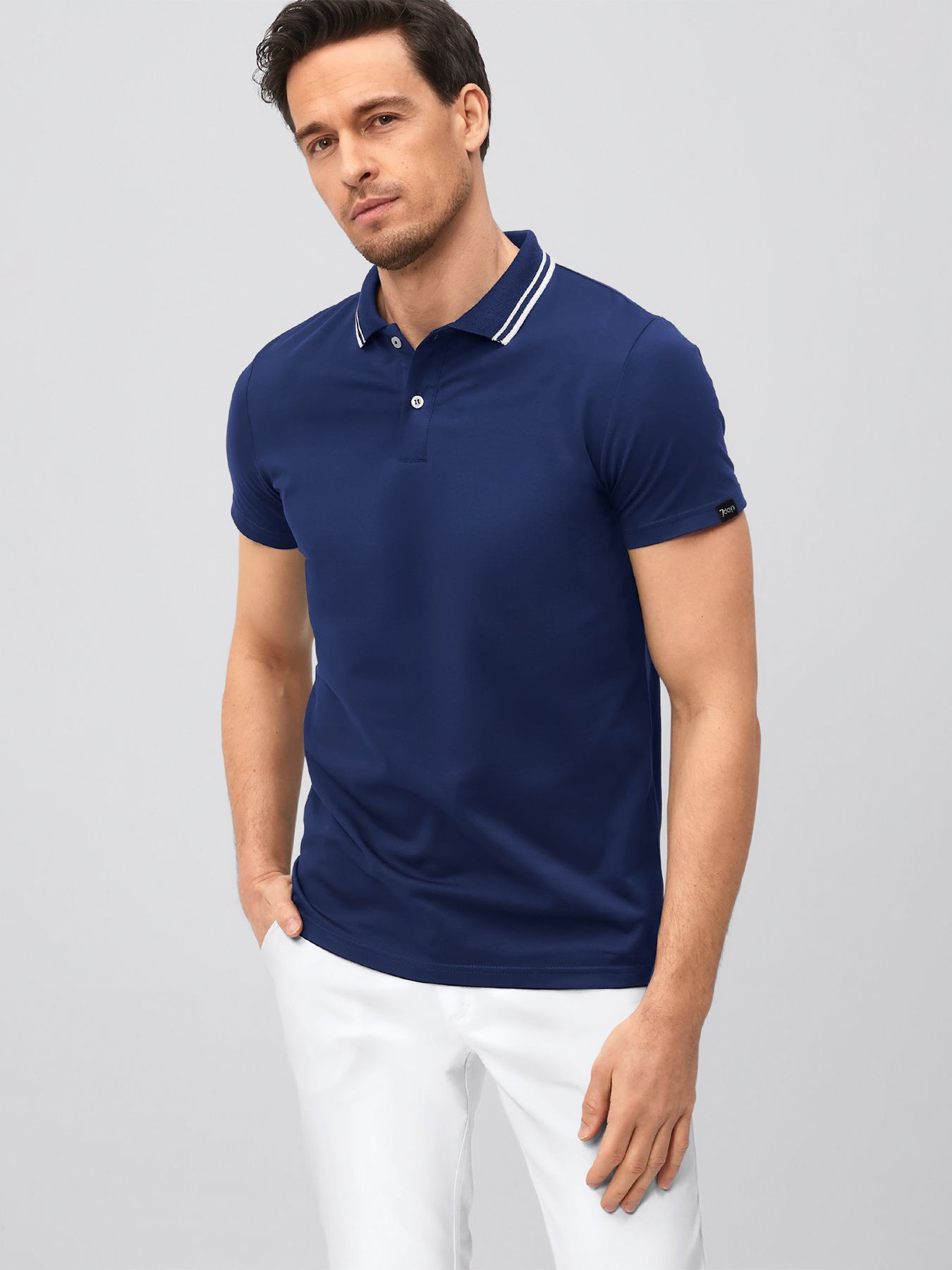 Unisex poloshirt met gebreide kraag – single jersey 